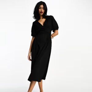 ASOS textured Crinkle Wrap Middi Dress